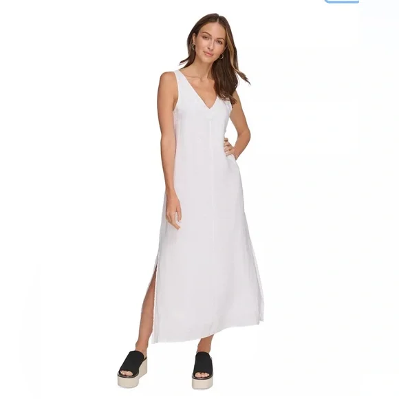 chinese dress ladies Linen Blend Lace Trimmed Midi Dress | A-Line Dress